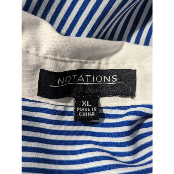 Notations Women's Blue & White Stripe Button Down Blouse Classic Preppy sz XL - Picture 10 of 12